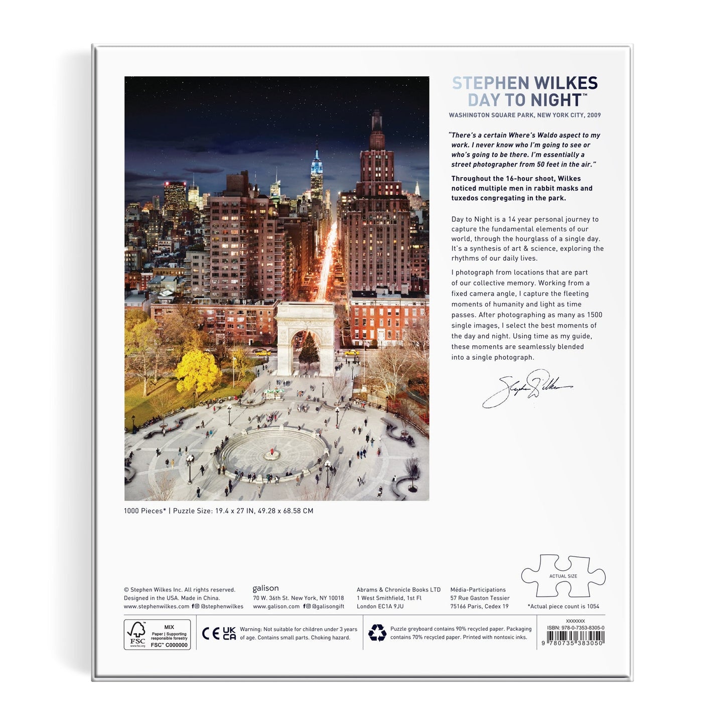 1000 Piece Puzzle - Stephen Wilkes Day To Night Washington Square Park
