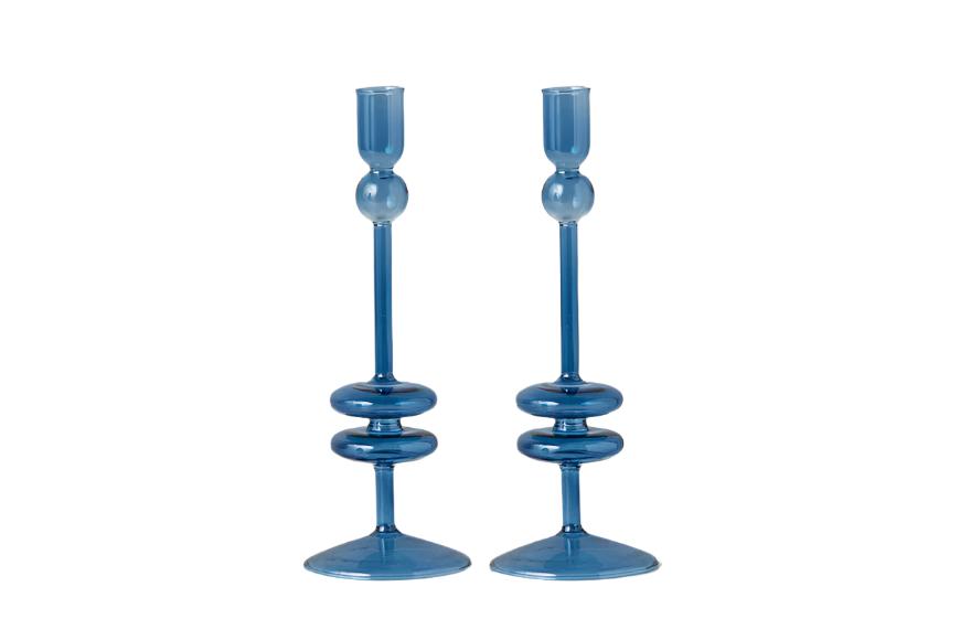 Glass Candlestick - Sapphire