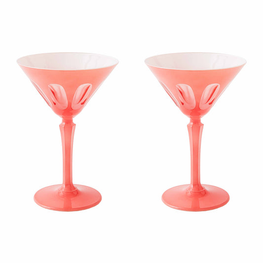 Set of 2 Rialto Martini Glasses- Color: Salmon