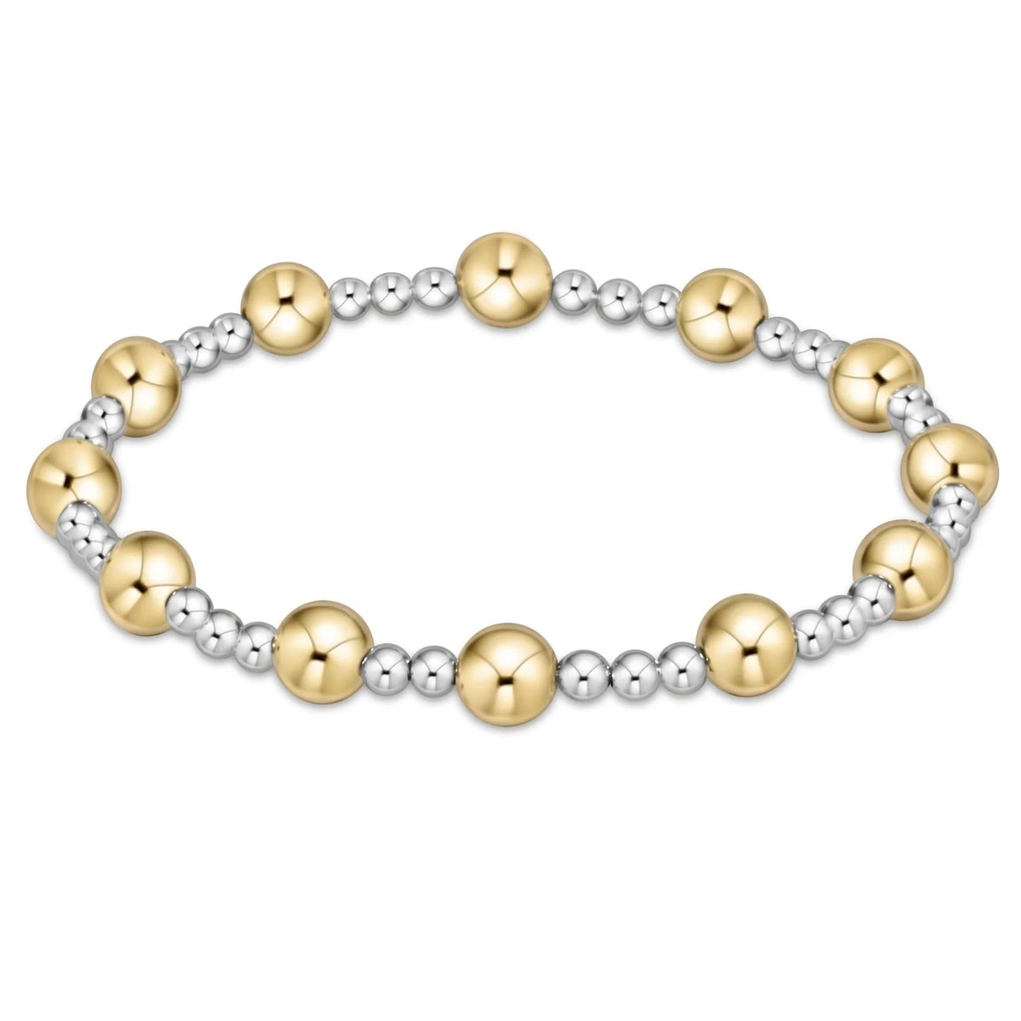 Gold Sincerity Pattern 6mm Bead Bracelet - Mixed Metal