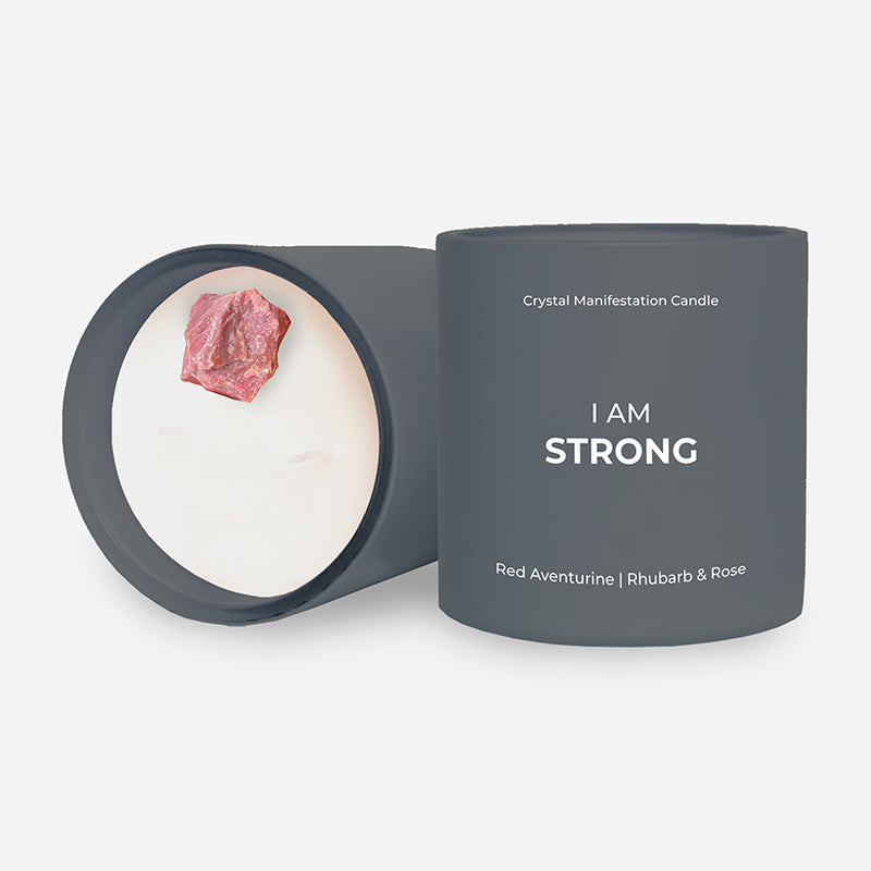 Crystal Manifestation Candle I am Strong