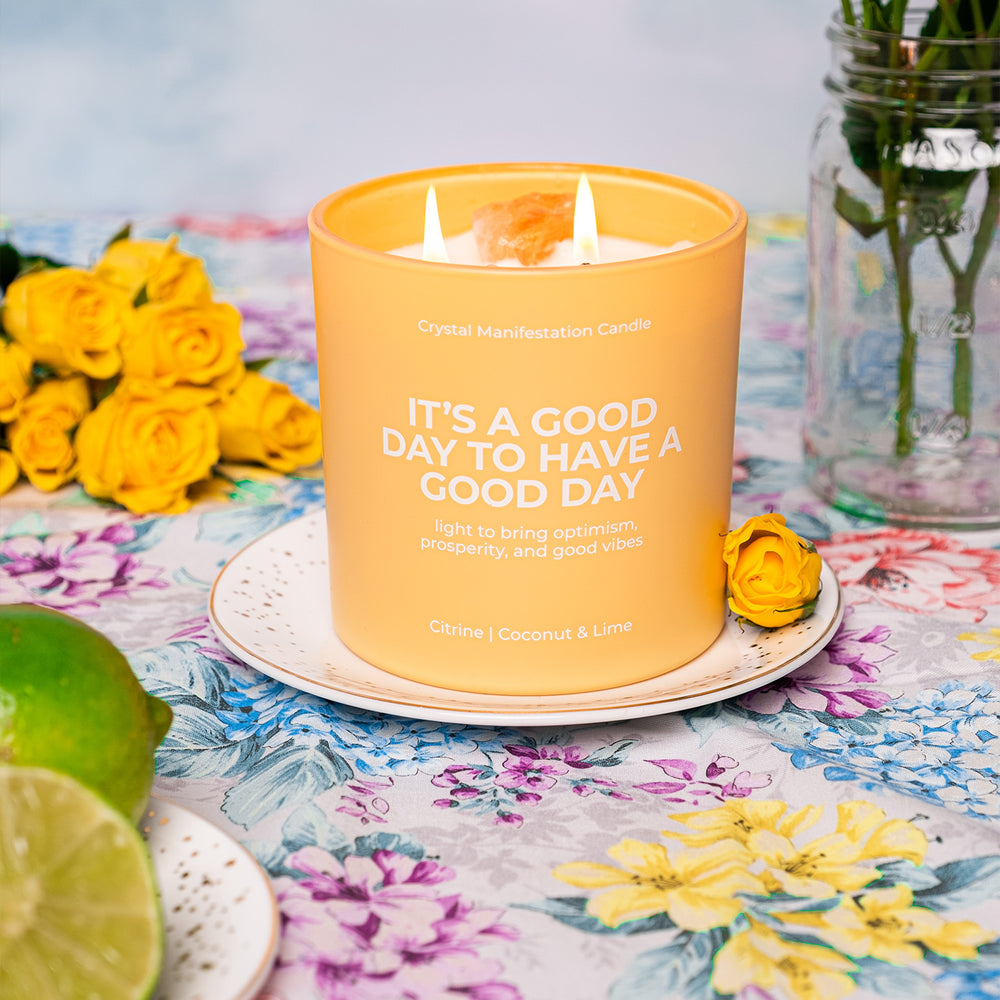 Crystal Manifestation Candle Good Day