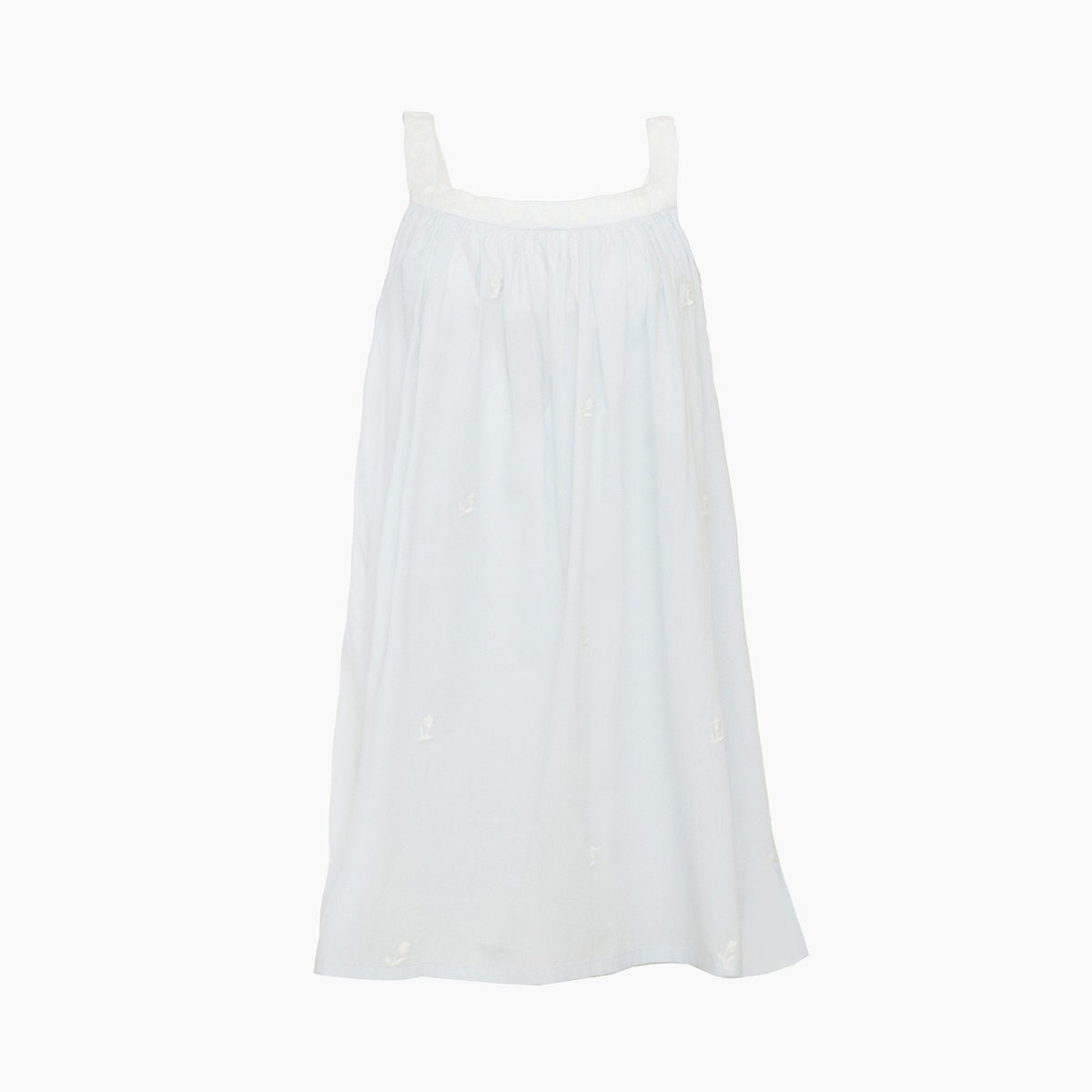 Embroidered Tank Nightgown - Blue