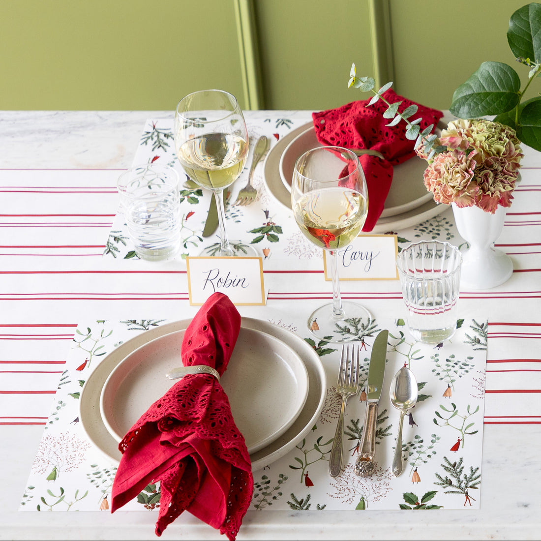 Paper Table Runner - Antique Red Stripe - 20" x 25'