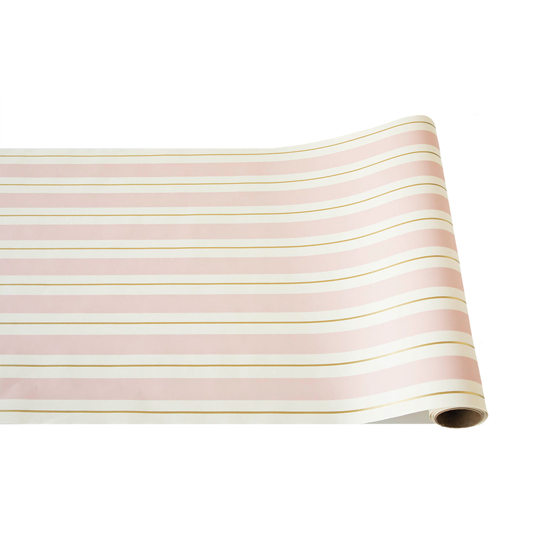 Paper Table Runner - Pink & Gold Awning Stripe - 20"x25'