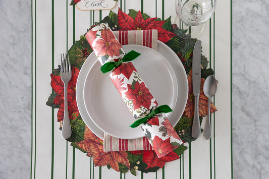 Paper Table Runner - Antique Green Stripe - 20" x 25'
