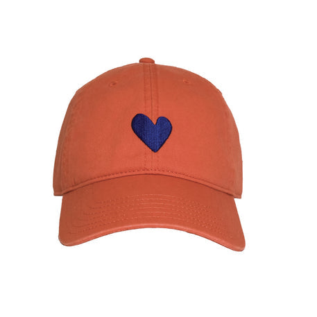 Embroidered Heart Hat - Orange/Blue