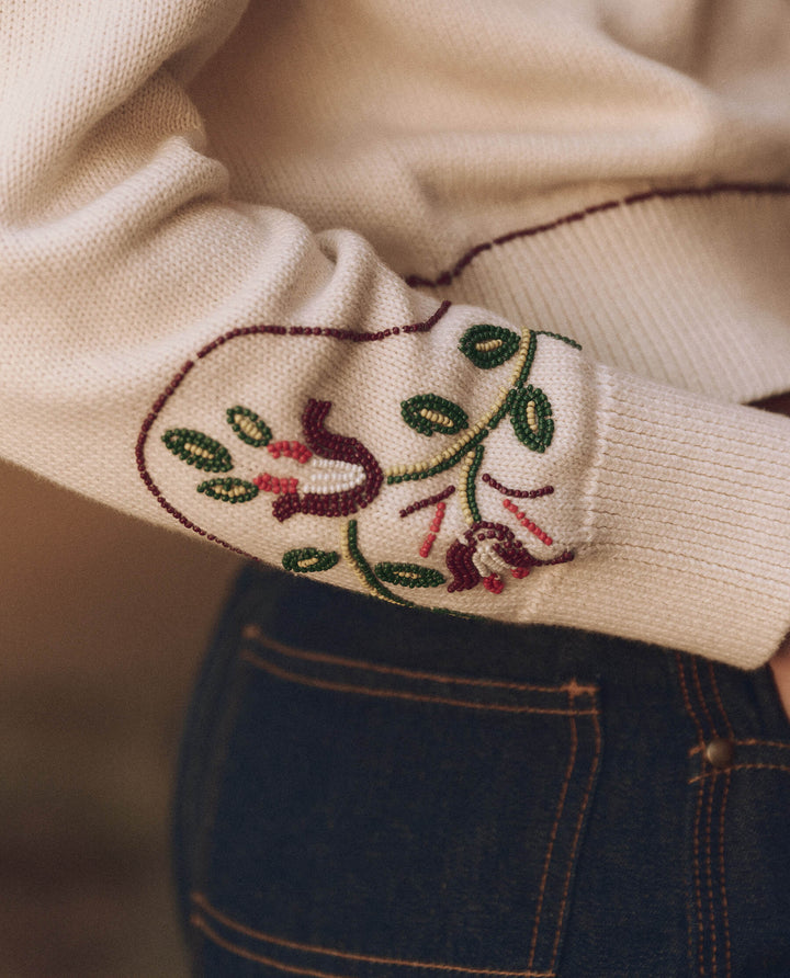 The Western Beaded Cardigan - Natural