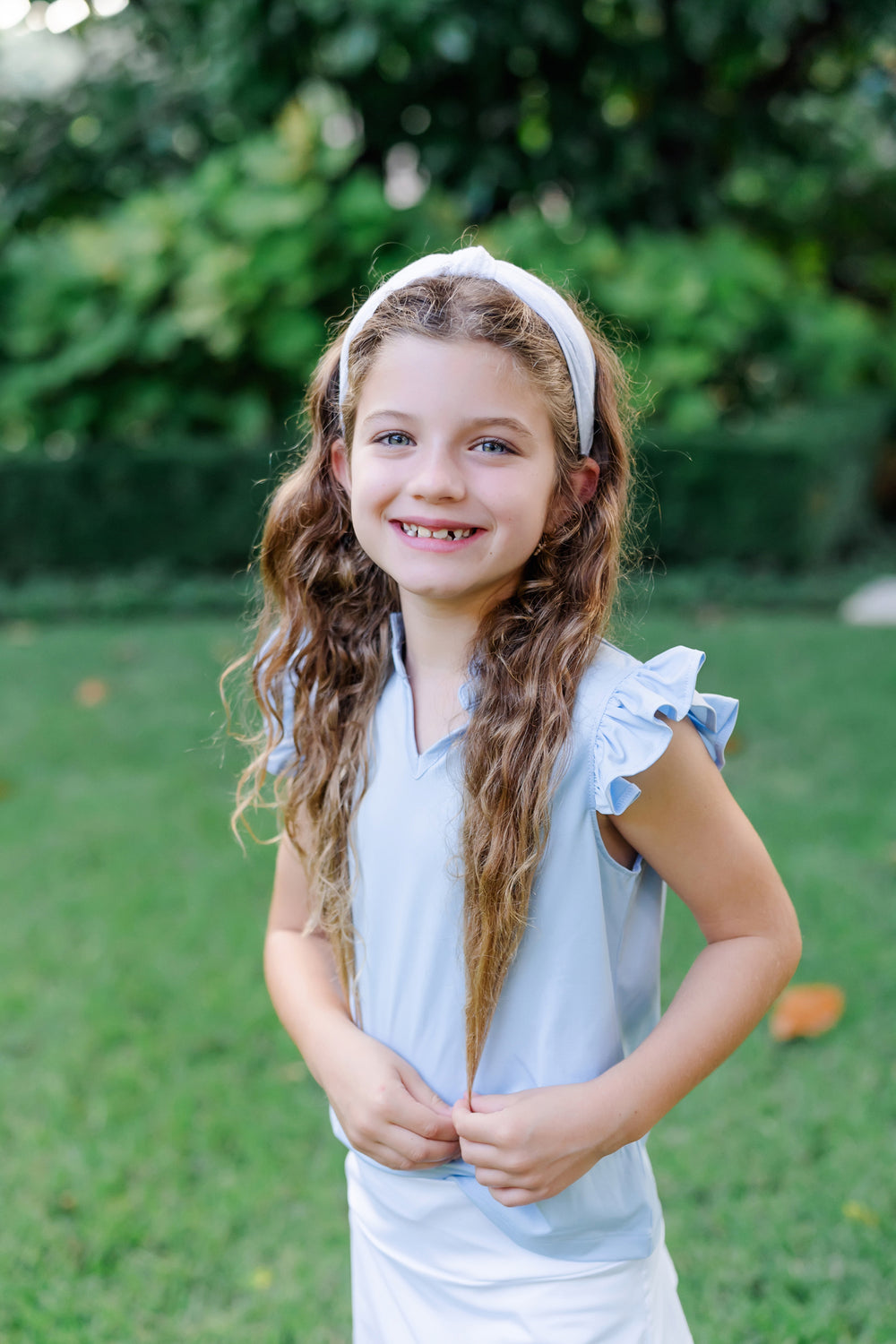 Ellie Sleeveless Ruffled Top - Light Blue