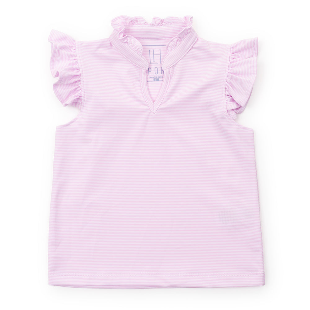 Ellie Performance Top - Pink And White Stripes