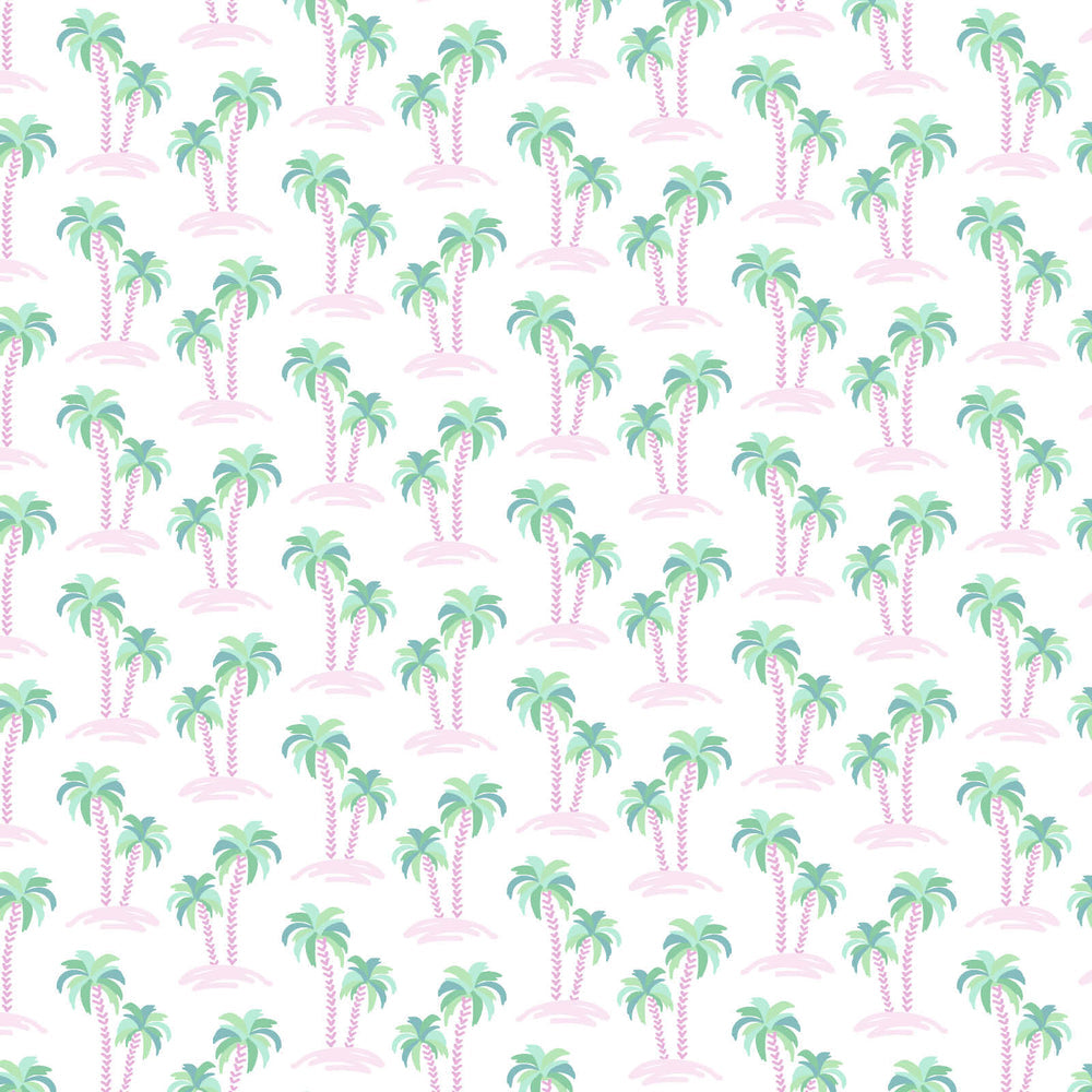 Riley Women's Pajama Short Set - Palm Tree Isle Pink