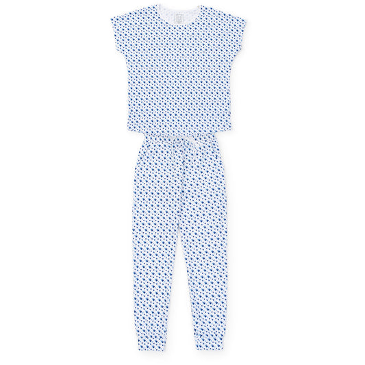 Melanie Women's Pajama Jogger Set - Heart To Heart Blue