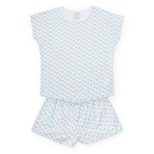 Riley Women's Pajama Short Set - Palm Tree Isle Pink