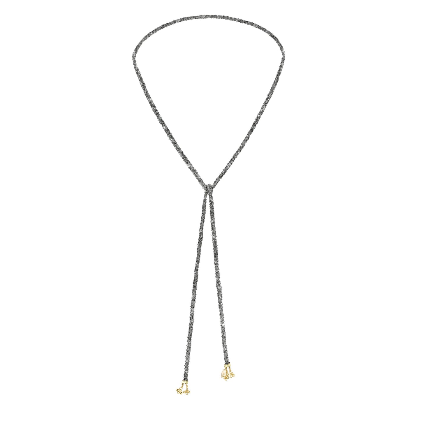 Woven Ribbon Necklace in Ruthenium