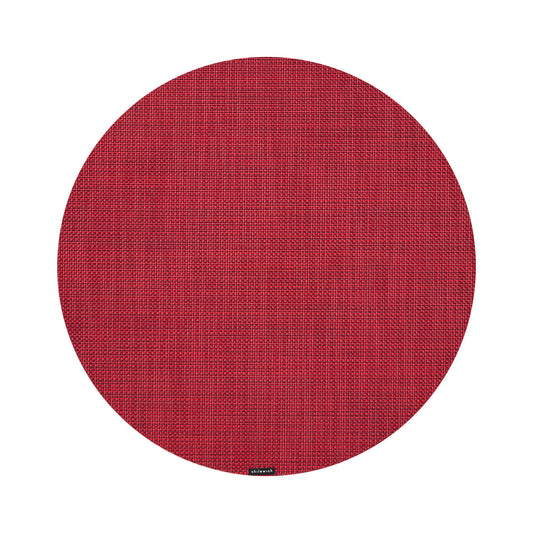 Mini Basketweave 15" Round Table Mat - Scarlet