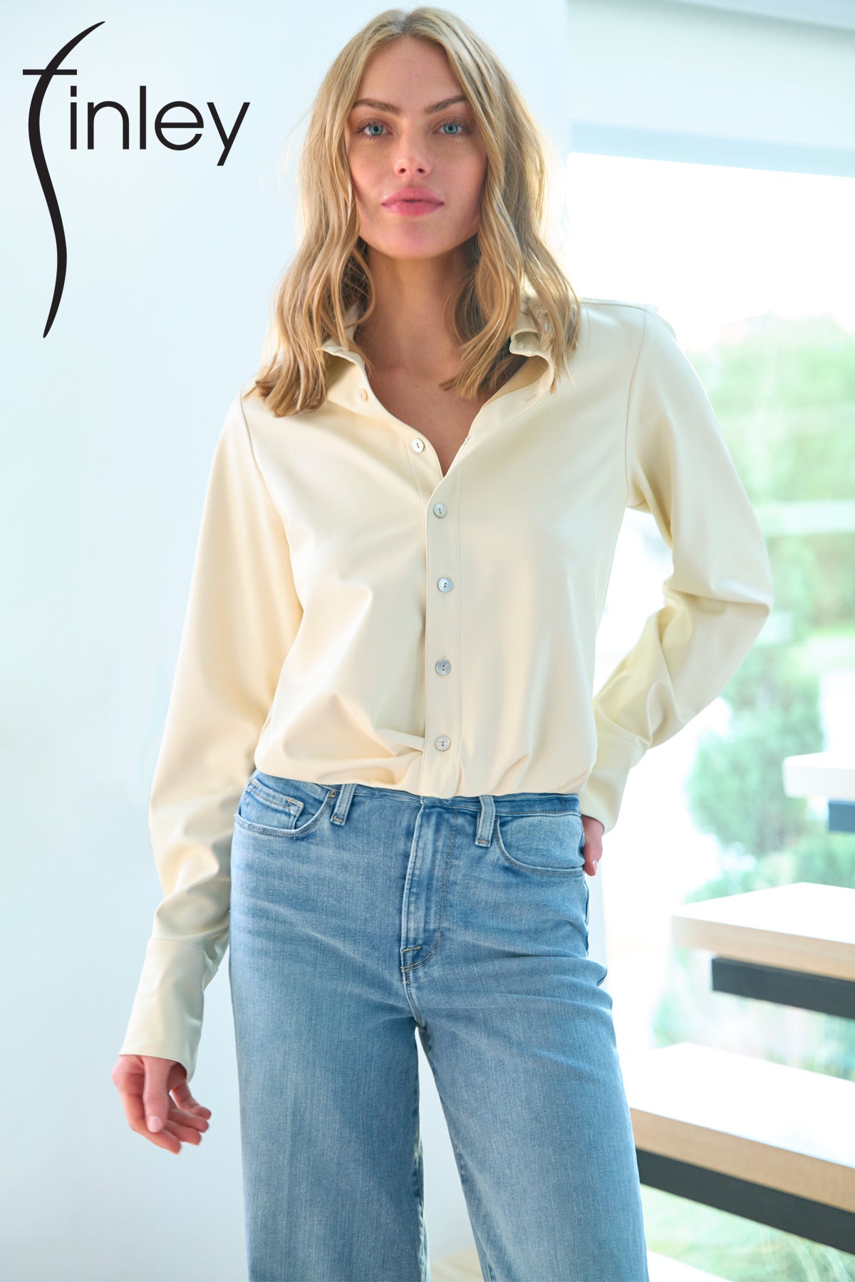 Moxie Shirt in Vegan Leather - Ivory