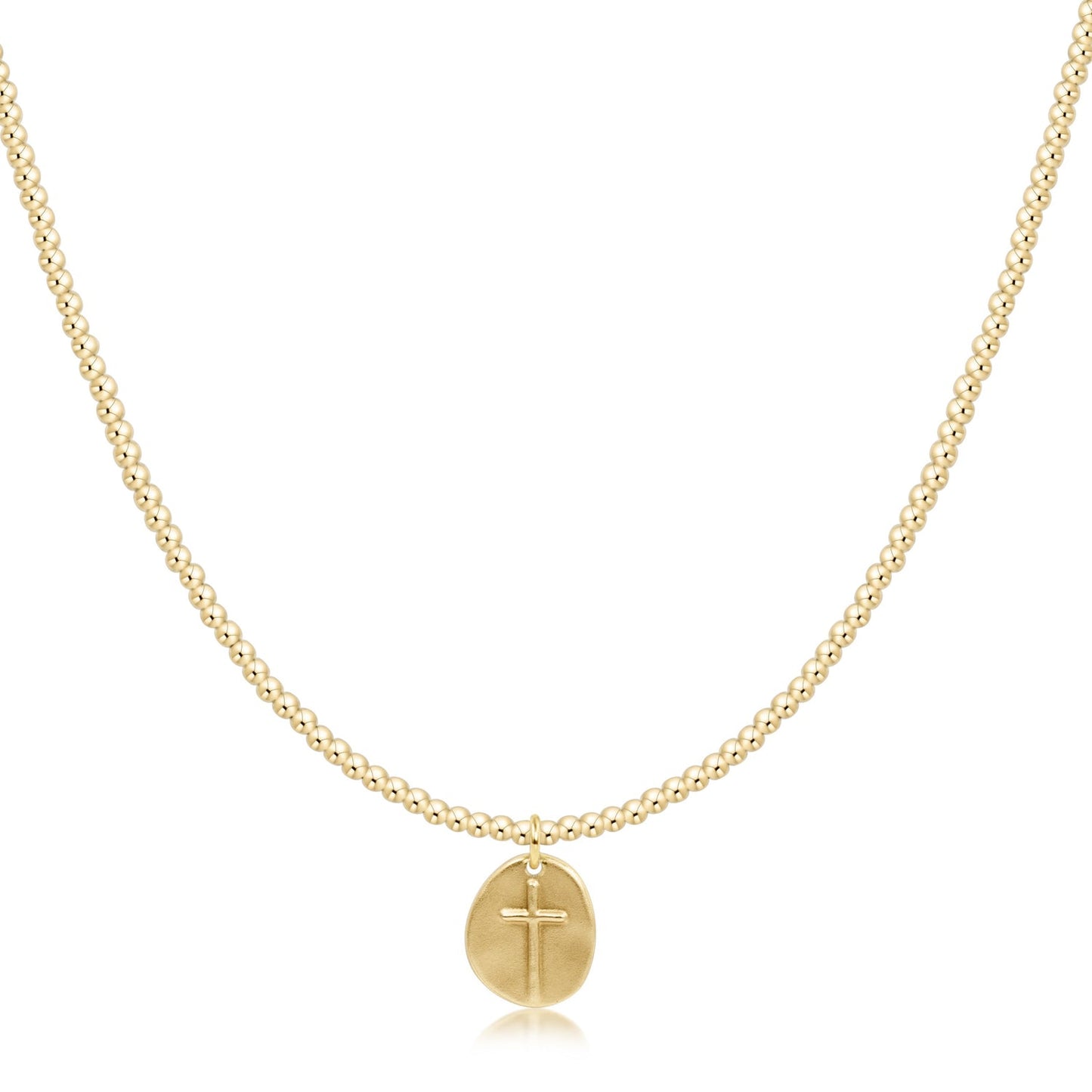 15" Choker Classic Gold 2mm Bead - - Inspire Small Gold Charm