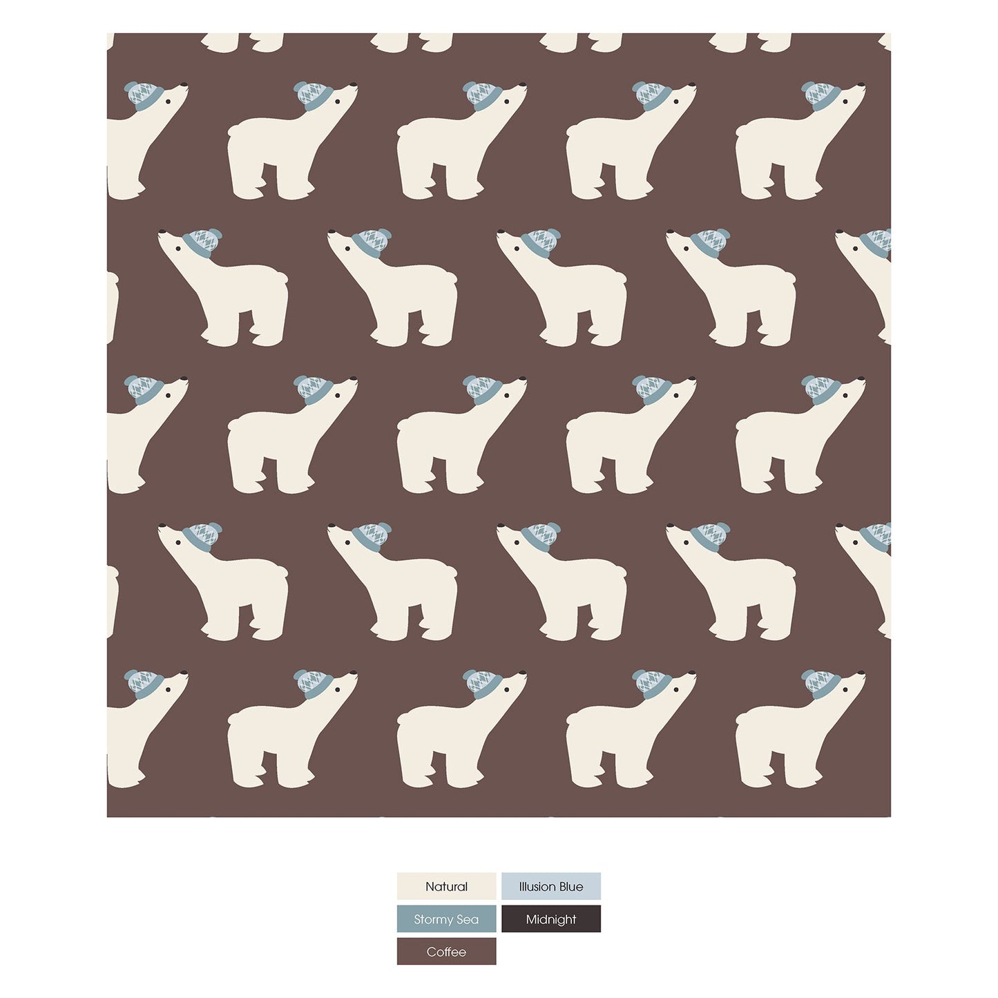 Adult Long Sleeve Jumpsuit with Hood - Coffee Polar Bears