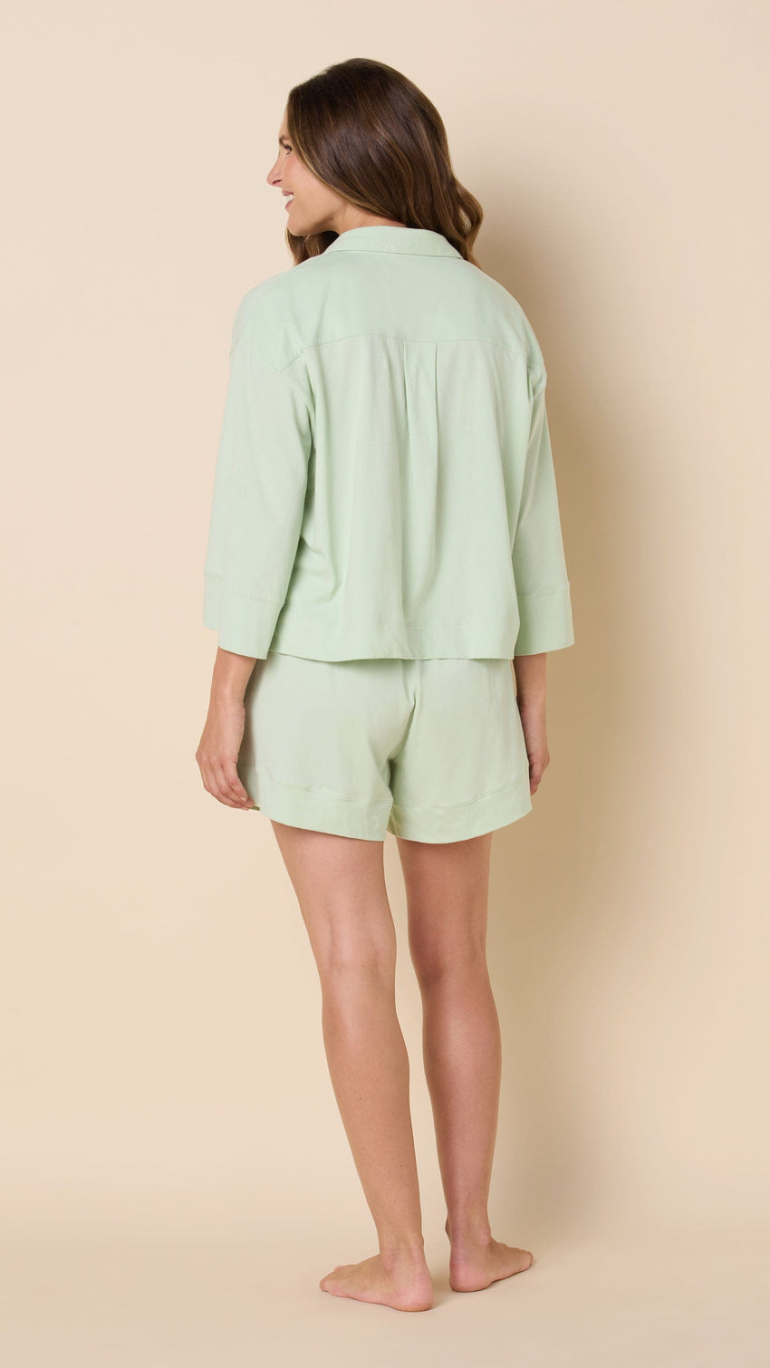 The Mariposa Long Sleeve Short Set - Celadon