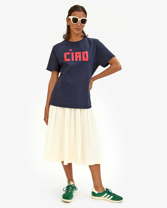 Original Tee - Dark Navy with Bright Poppy Block Ciao