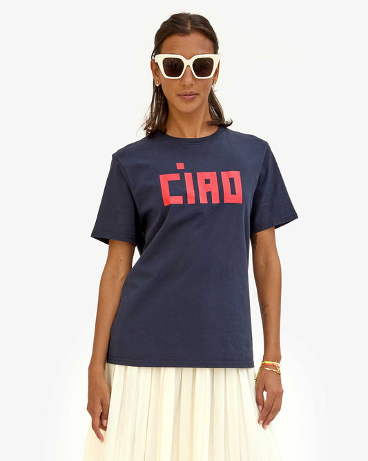 Original Tee - Dark Navy with Bright Poppy Block Ciao