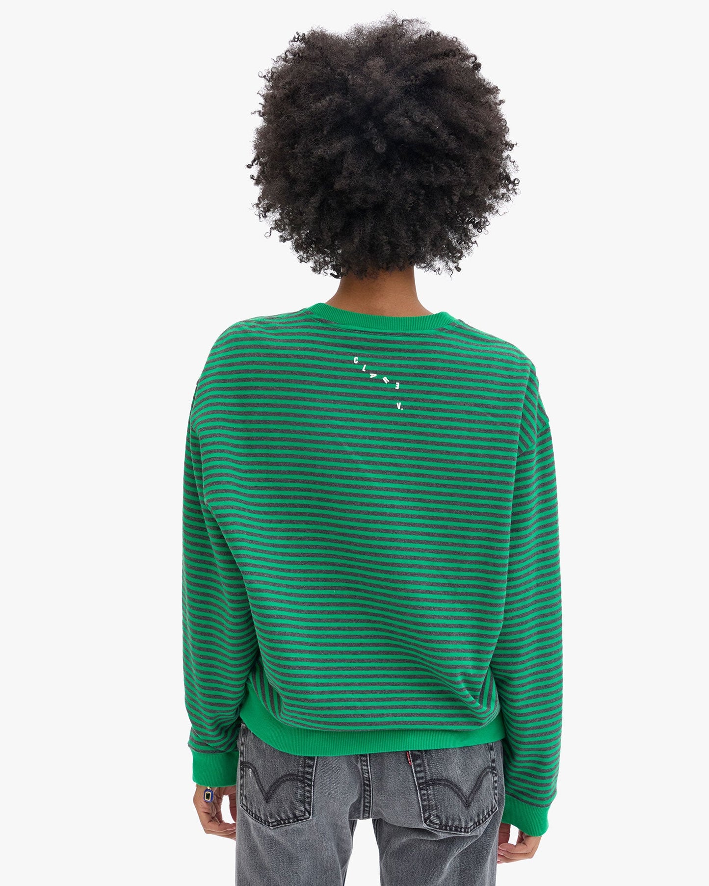 Oversized Sweatshirt - Green/Charcoal Stripe