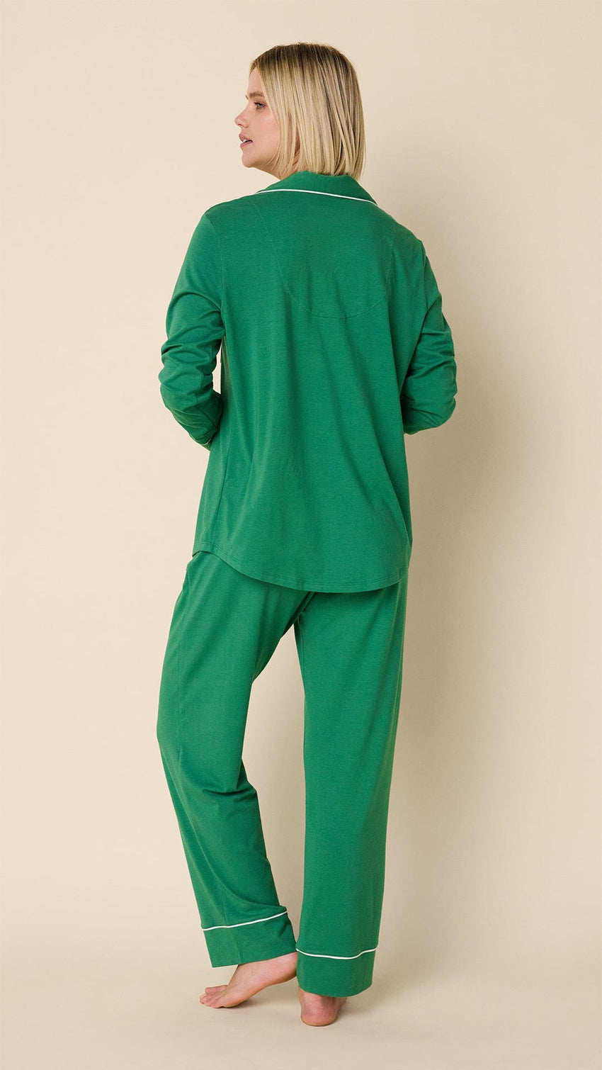 Classic Pima Knit Pajama Set - Pine - Long Sleeved