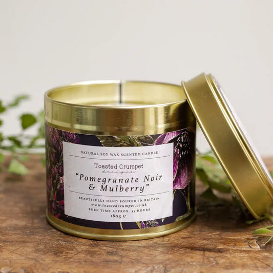 Pomegranate Noir & Mulberry Candle in a Matt Gold Tin