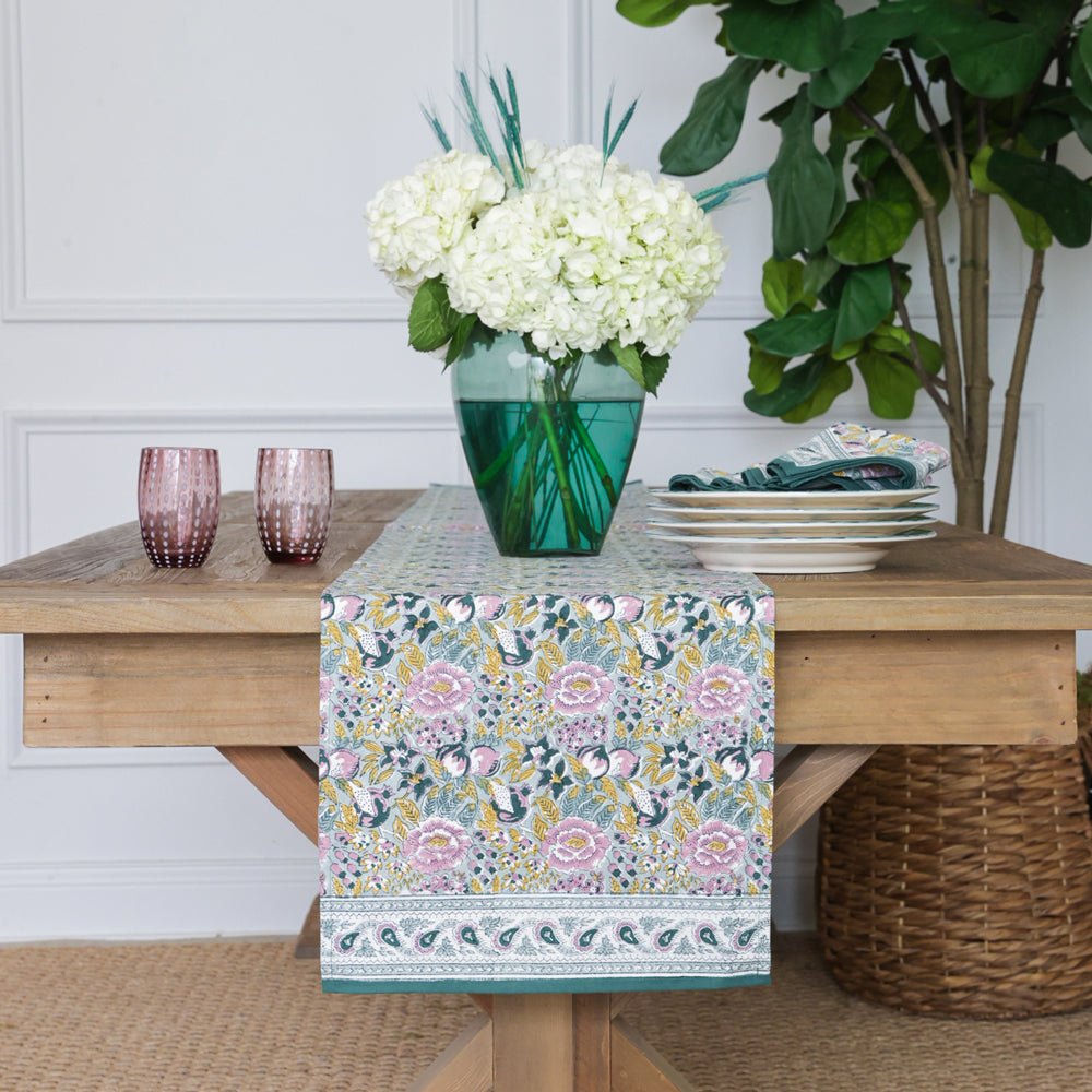 Table Runner - Pomegranate Garden Teal & Lilac