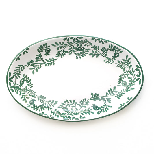 Pomegranate Scroll Forest Green Oval Tray