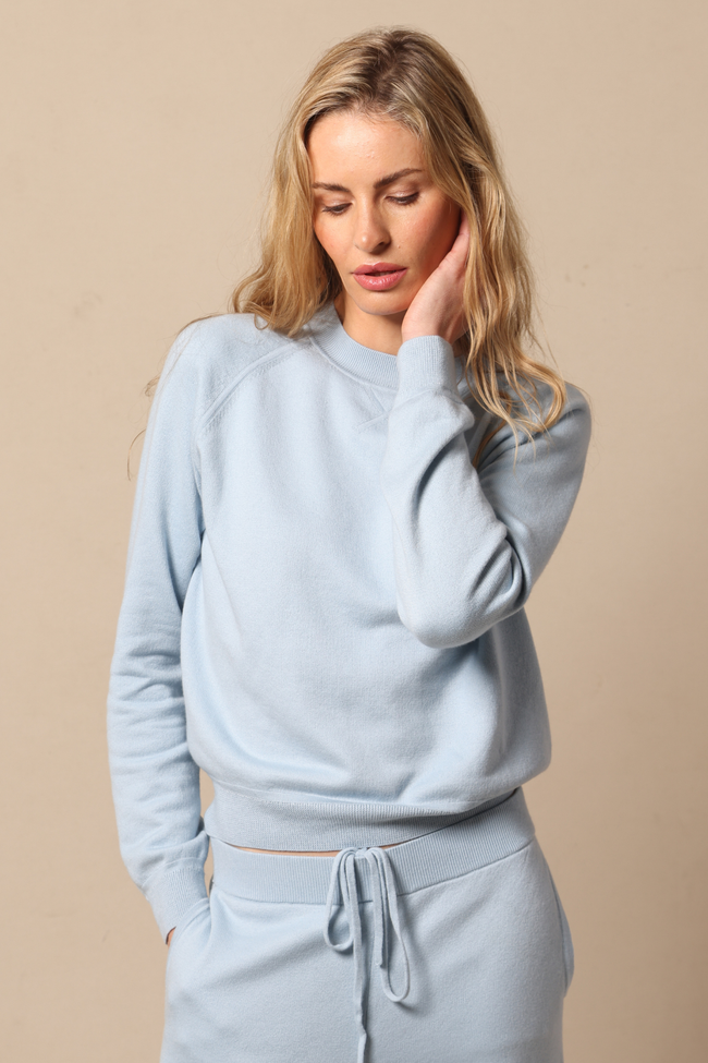 Supima Cotton Cashmere Raglan Sleeve Sweatshirt - Heaven