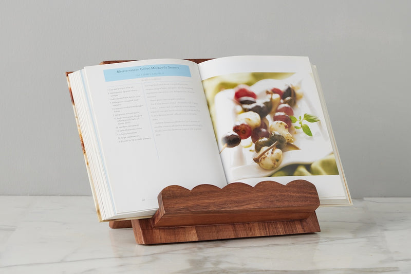 Scalloped Wood Book Stand, Natural
