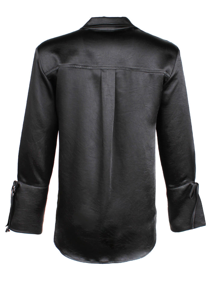 Rachel Top in Black Hammered Satin