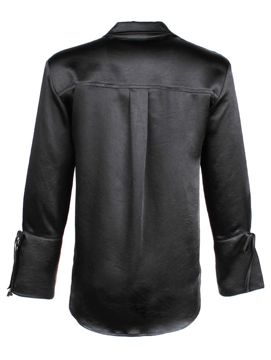 Rachel Top in Black Hammered Satin