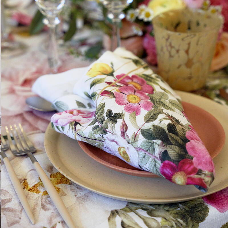 Linen Napkin - Rose Flower Garden