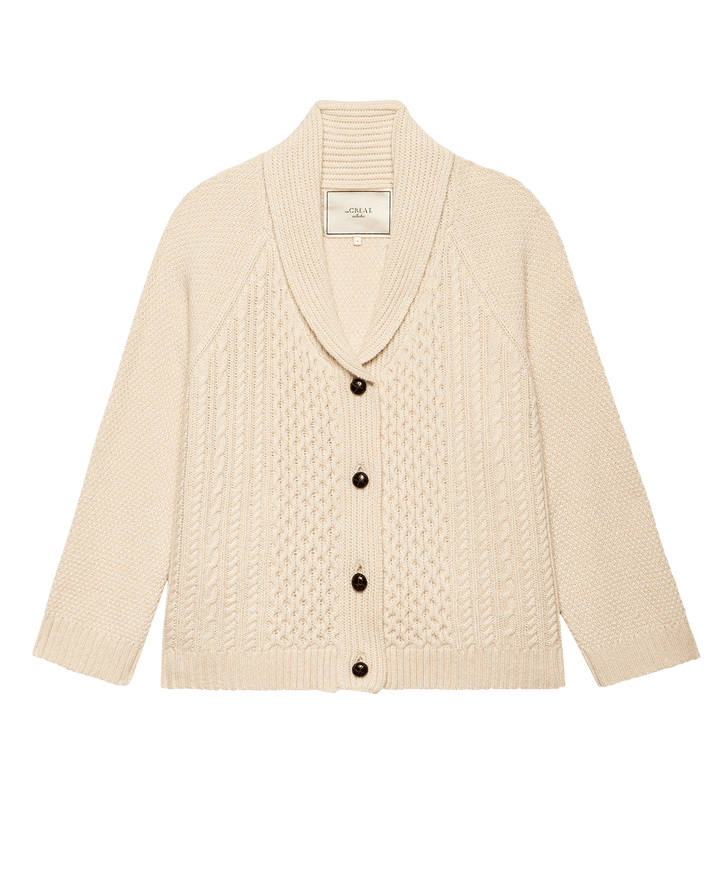 The Cashmere Cable Lodge Cardigan - Cream