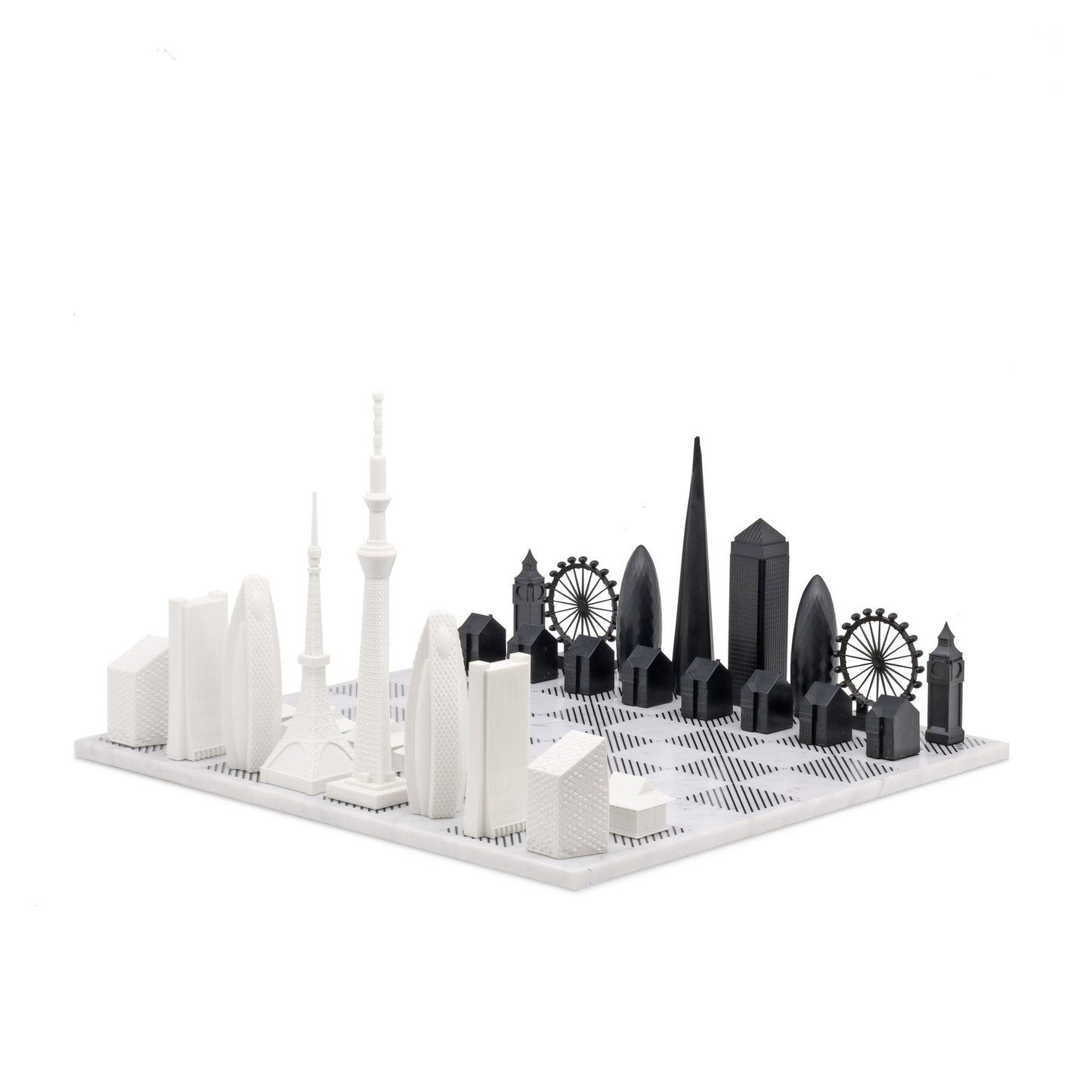 Special Edition Chess Set London vs New York on Marble Hatch Board