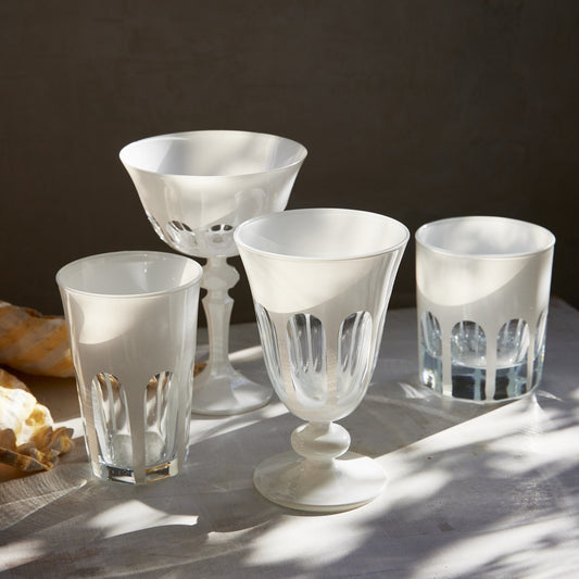 Set of 2 Rialto Glass Old Fashion - Color: Chalk