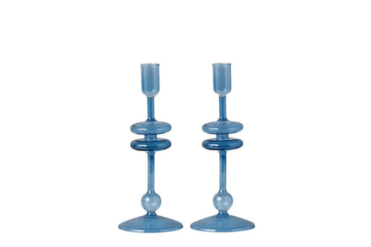 Glass Candlestick - Sapphire