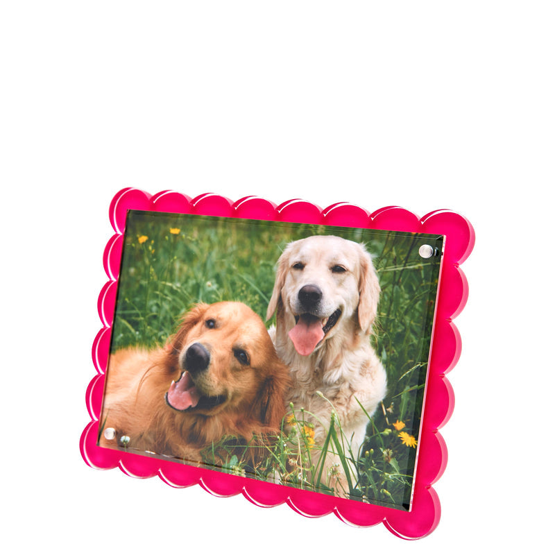6" x 8" Lucite Scallop Frame - Pink