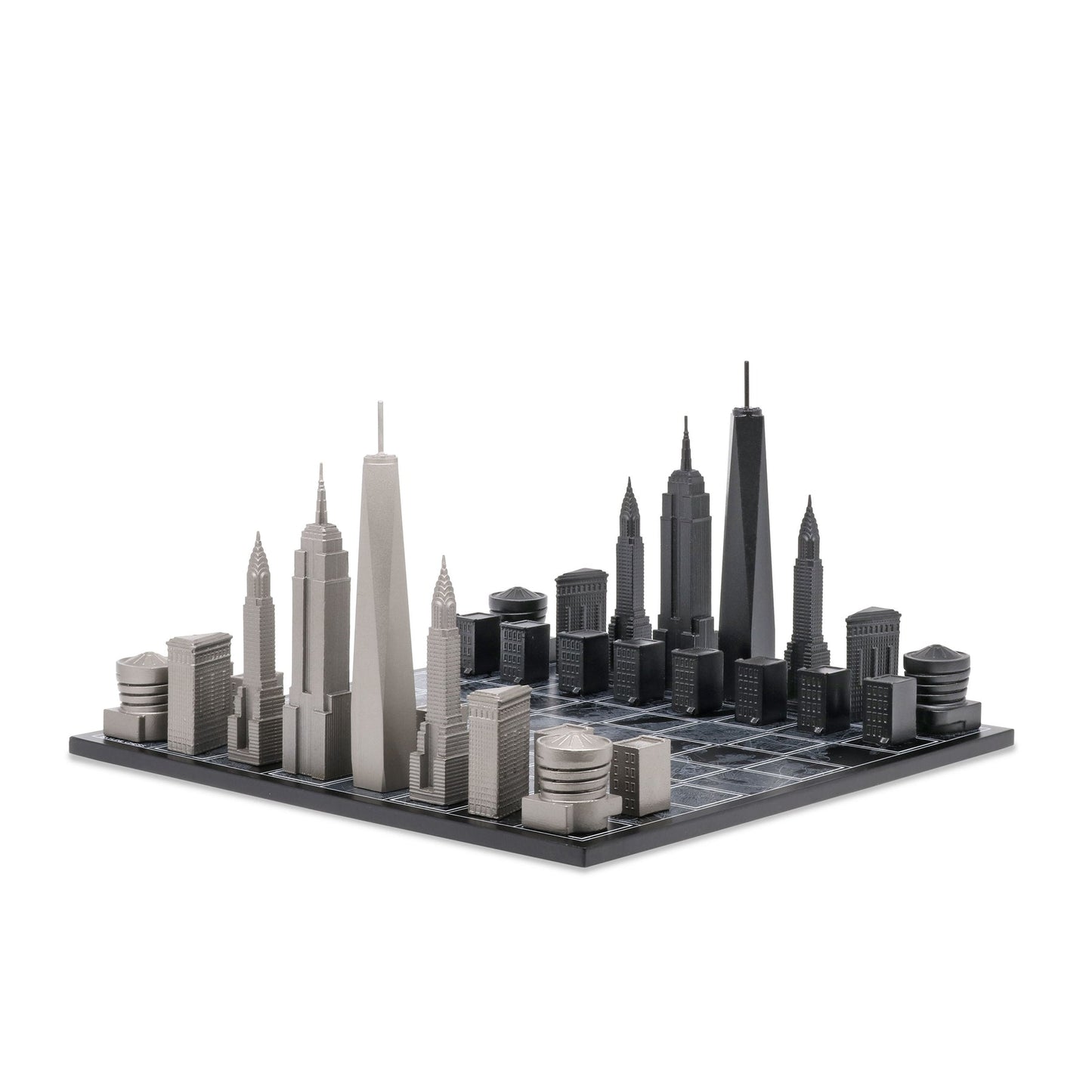 Stainless Steel Chess Set New York Edition on City Map Board