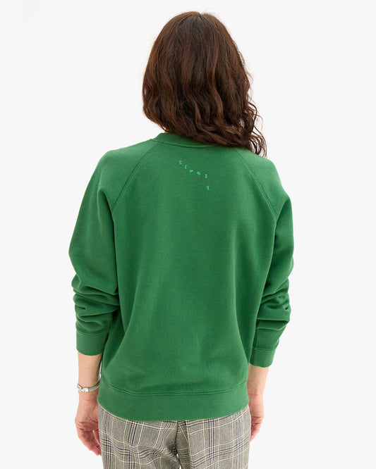 Oversized Sweatshirt - Flocked Qui - Evergreen