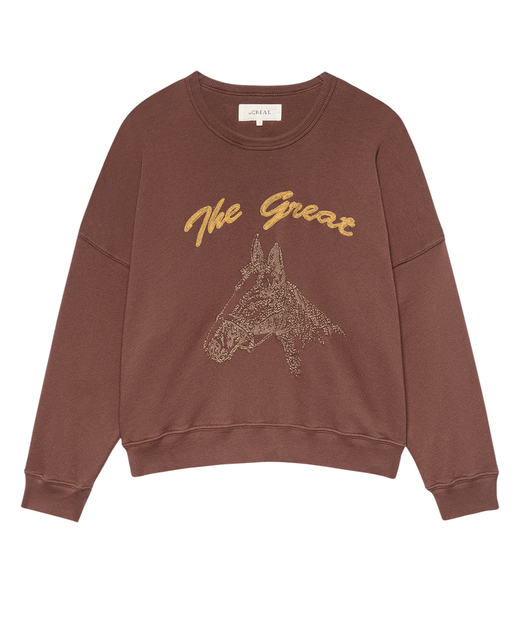 The Teammate Sweatshirt w/Horse Embroidery - Umber