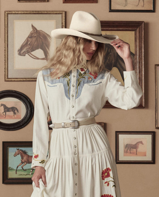 The Western Narrow Belt - Cream with Silver