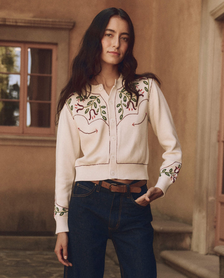 The Western Beaded Cardigan - Natural