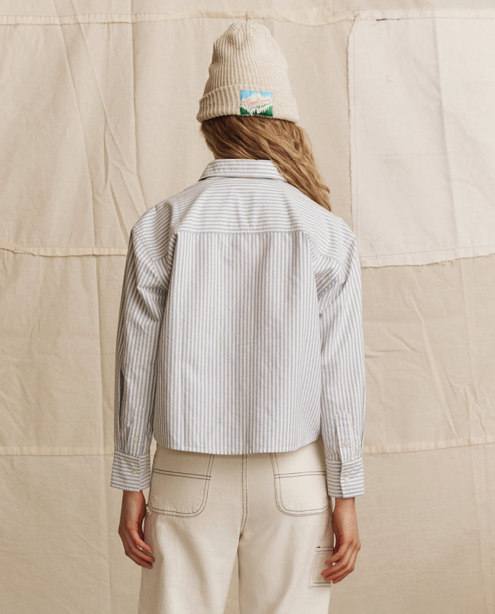 The Cropped Oxford Shirt - Soft Blue Stripe