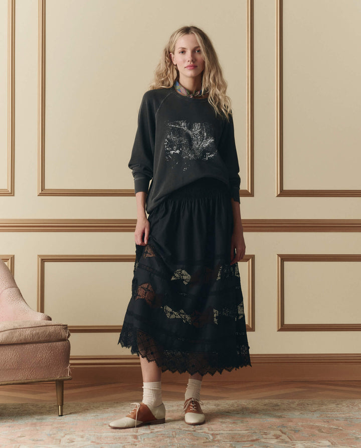 The Rosette Crochet Canary Skirt - Black