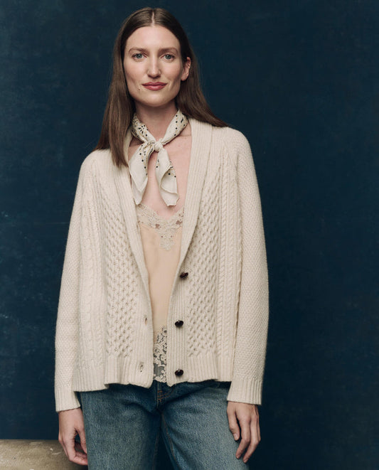 The Cashmere Cable Lodge Cardigan - Cream