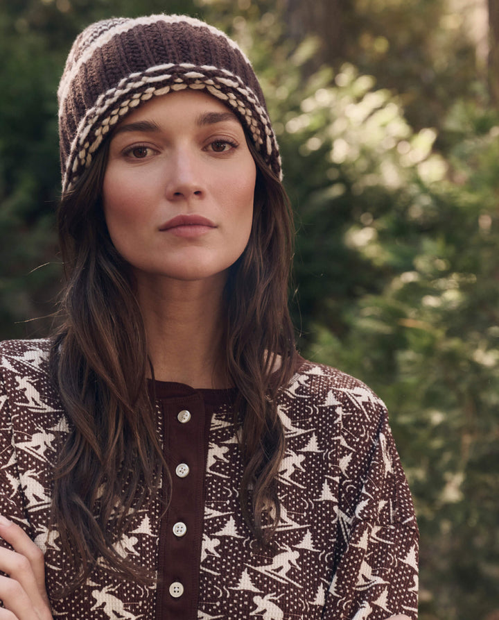 The Chalet Beanie - Walnut & Cream
