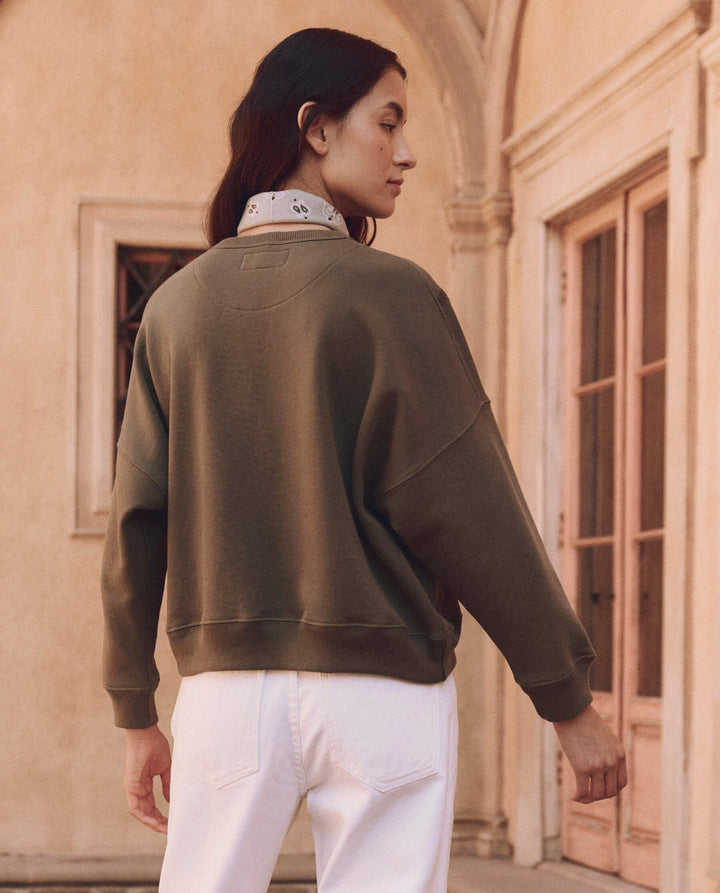 The Floral Applique Teammate Sweatshirt - Army